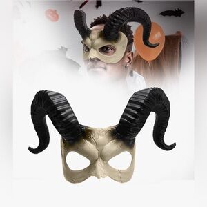 Horned Ram Skull Half Mask NEW